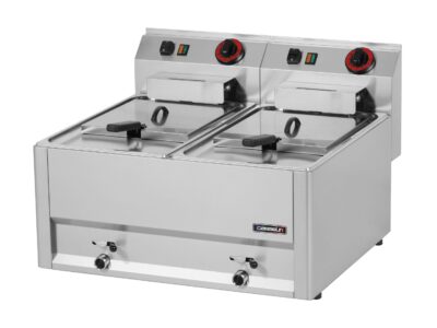 Friteuse électrique à poser avec vanne de vidange 2x8 litres T 66