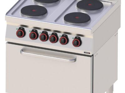 Fourneau électrique 4 feux avec four électrique statique GN 2/1 80