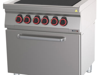 Fourneau électrique 4 plaques coup de feu avec four électrique statique GN 2/1 80