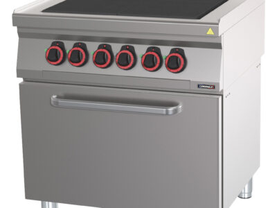 Fourneau électrique 4 plaques coup de feu avec four électrique ventilé GN 1/1 80