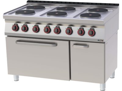 Fourneau électrique 6 feux avec four électrique statique GN 2/1 120