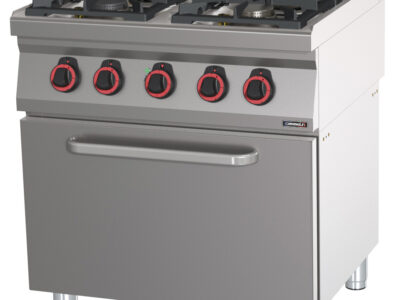 Fourneau gaz 4 feux avec four électrique ventilé GN 1/1 HP 80