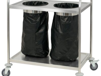 Chariot en inox porte poubelle