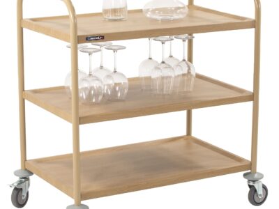 Chariot de service imitation bois 3 plateaux