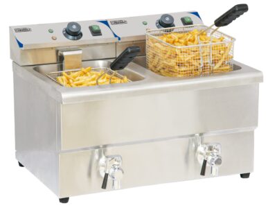 Friteuse électrique avec vanne de vidange 2 x 8 litres