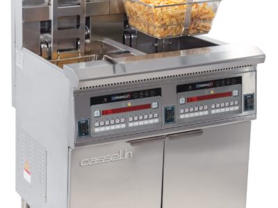 Friteuse électrique avec relevage automatique et filtration 2 x 22 litres 17+17k