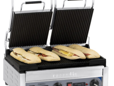 Grill Panini double Premium Rainurée - Rainurée avec minuteur