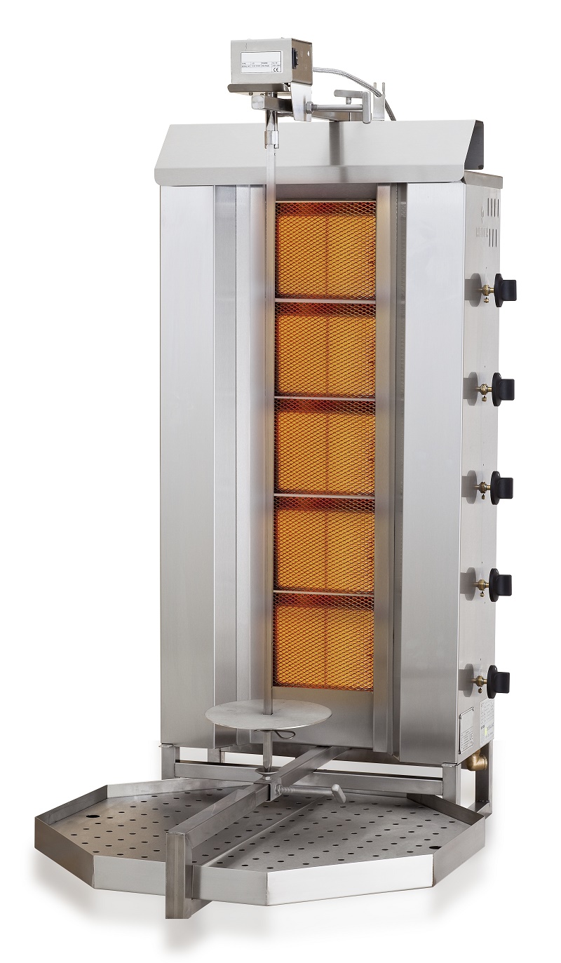 GYROS GRILL DE GAZ MOTEUR AU-DESSUS 5 ZONES DE CHAUFFAGE