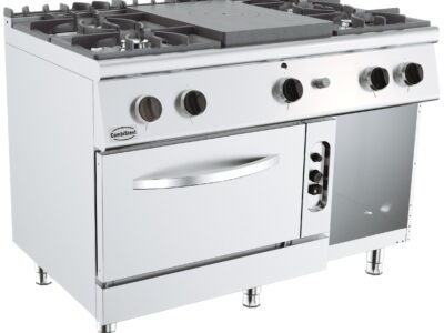 BASE 700 CUISINIERE AVEC PLAQUE COUP DE FEU A GAZ 4 BR. AVEC FOUR GAZ