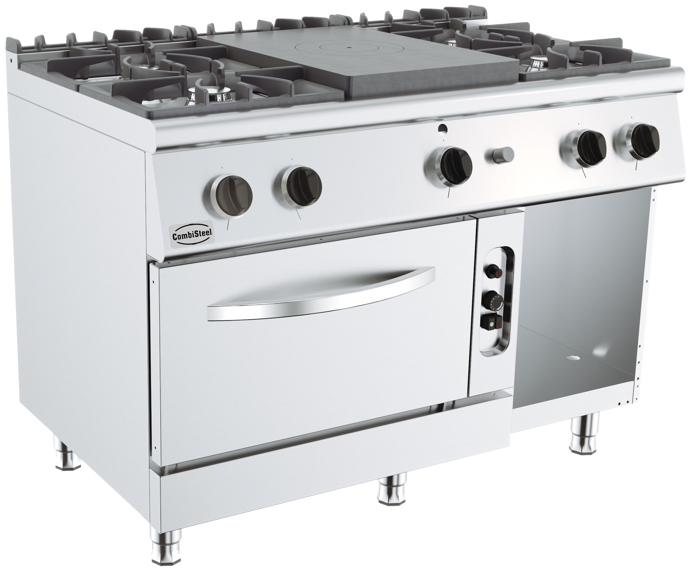BASE 700 CUISINIERE AVEC PLAQUE COUP DE FEU A GAZ 4 BR. AVEC FOUR GAZ