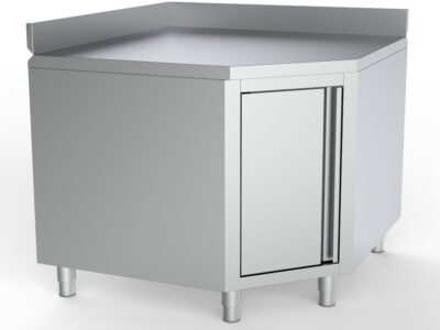 PLAN DE TRAVAIL ANGLE AVEC PORTE ET BORD RELEVE 1000/1000 POUR 600MM TABLES