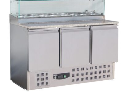 TABLE PRÉP POUR PIZZAAVEC VERRE 3 PORTES