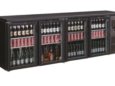 ARRIERE BAR REFRIGIRE NOIR 4 PORTES EN VERRE  *TRANSPORT DUR DEMANDE*