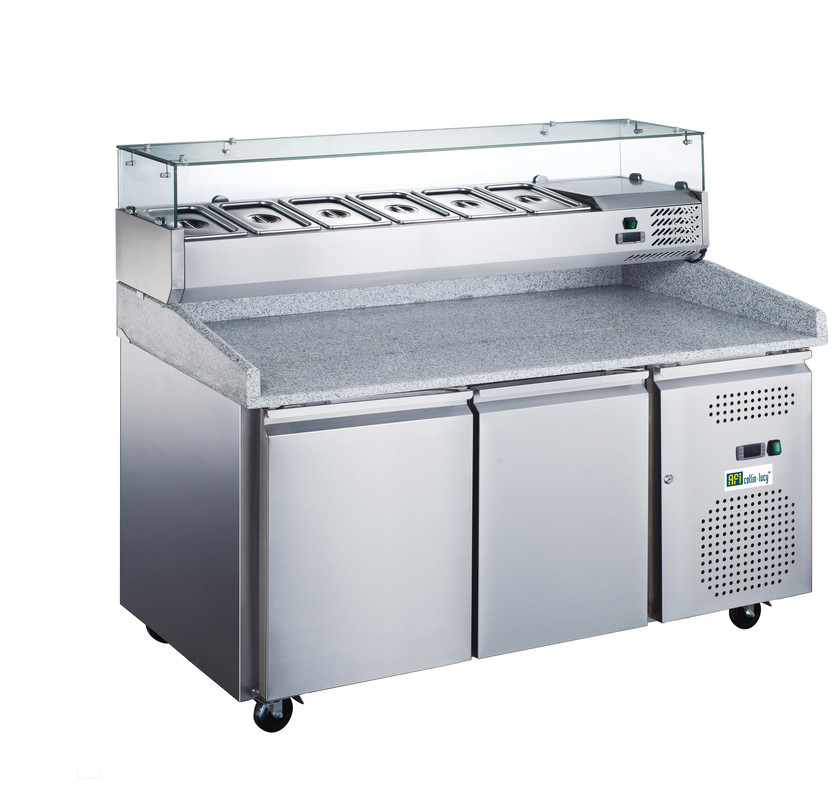 TABLE À PIZZA RÉFRIGÉRÉE AVEC VITRINE - POSITIVE - PROF 800 - 2 PORTES