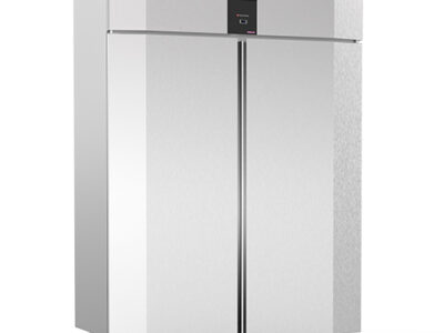 ARMOIRE REFRIGEREE POSITIVE GN2/1 2P 1400L GLISSIERES EMBOUTIES 6 GRILLES GN2/1 PLASTIFIEES + 6 GLISSIERES SIMPLES