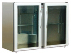 ARRIÈRE BAR INOX 2 PORTES VITRÉES MOYENNES
