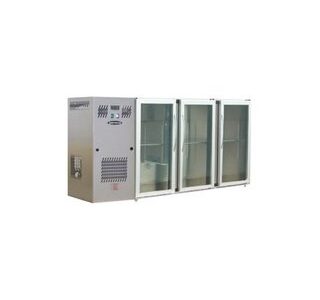 ARRIÈRE BAR INOX 3 PORTES VITRÉES LARGES