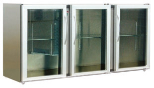 ARRIÈRE BAR INOX 3 PORTES VITRÉES MOYENNES