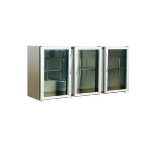ARRIÈRE BAR INOX 3 PORTES VITRÉES PETITES