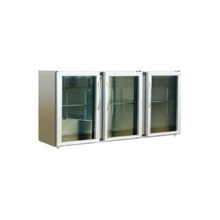 ARRIÈRE BAR INOX 3 PORTES VITRÉES PETITES