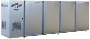 ARRIÈRE BAR INOX 4 PORTES PLEINES MOYENNES