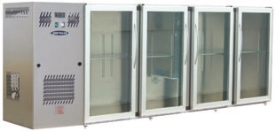 ARRIÈRE BAR INOX 4 PORTES VITRÉES MOYENNES