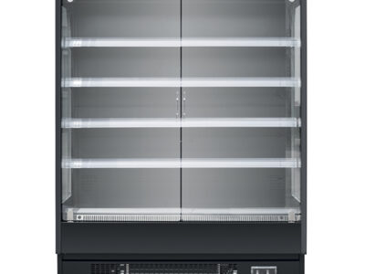 VITRINE MURALE NOIRE MAT - FROID POSITIF VENTILÉ - 2 PORTES BATTANTES