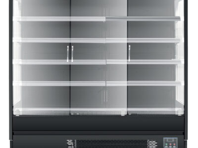 VITRINE MURALE NOIRE MAT - FROID POSITIF VENTILÉ - 3 PORTES BATTANTES