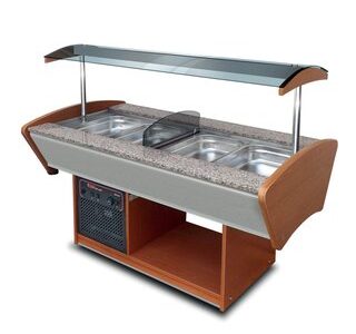 BUFFET MIXTE CHAUD/RÉFRIGÉRÉ CENTRAL - 2 x 2 BACS GN 1/1
