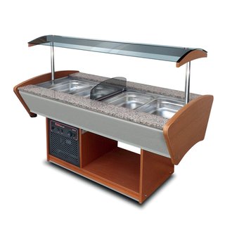 BUFFET MIXTE CHAUD/RÉFRIGÉRÉ CENTRAL - 2 x 2 BACS GN 1/1