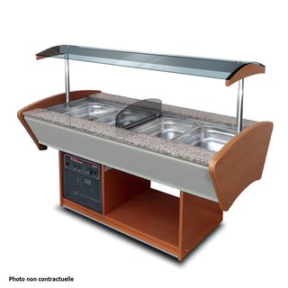 BUFFET MIXTE CHAUD/RÉFRIGÉRÉ CENTRAL - 2 x 3 BACS GN 1/1
