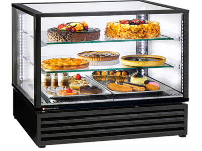 VITRINE PANORAMIQUE A POSER 2 GN1/1 2 ETAGERES EN VERRE