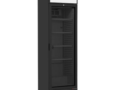 ARMOIRE A BOISSON PORTE VITREE NOIRE AVEC CANOPY 372L 5 GRILLES (500x360)