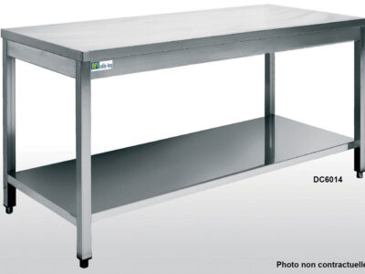 TABLE INOX AVEC TABLETTE INFÉRIEURE - SÉRIE 600 - LONG. 1200 MM