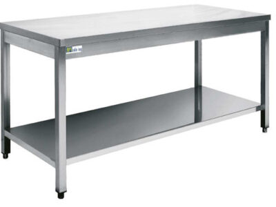 TABLE INOX AVEC TABLETTE INFÉRIEURE - SÉRIE 600 - LONG. 2100 MM