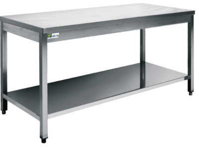 TABLE INOX AVEC TABLETTE INFÉRIEURE - SÉRIE 700 - LONG. 1400 MM