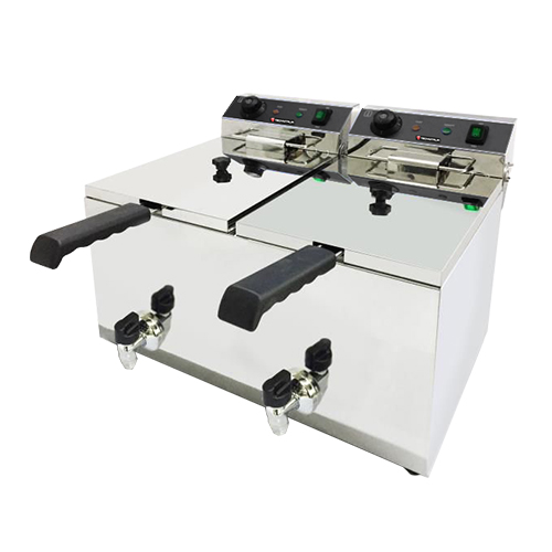 FRITEUSE ELECTRIQUE 2 CUVES 2X10L DOT: 1 PANIER/CUVE