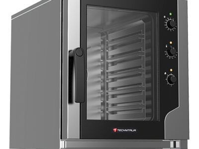 FOUR MIXTE A VAPEUR 5 NIVEAUX GN2/3 CMD MECANIQUES OUVERTURE LATERALE GAMME SPACE LINE AVEC HUMIDIFICATEUR RÉGULÉ 1 VENTILATEUR BIDIRECTIONNEL ESPACEMENT NIV : 74MM