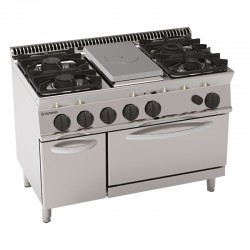 FOURNEAU 4 FEUX + 1/2 CDF SUR FOUR GAZ + PLACARD