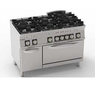 FOURNEAU 6 FEUX / FOUR ÉLECTRIQUE GN2/1 + PLACARD