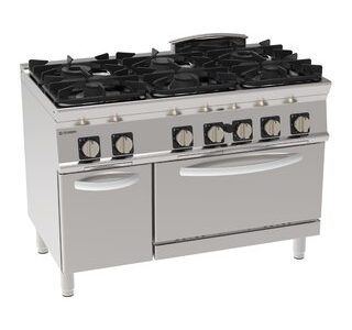 FOURNEAU 6 FEUX / FOUR GAZ GN 2/1 + PLACARD