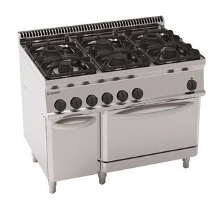 FOURNEAU 6 FEUX SUR FOUR ÉLEC GN 1/1 + PLACARD