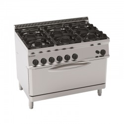FOURNEAU 6 FEUX SUR FOUR GAZ EXTRA LARGE