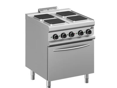 FOURNEAU 4 PLAQUES CARREES 2x2,6kW SUR FOUR ELECTRIQUE STATIQUE GN2/1 DOTATION FOUR: 1 GRILLE GN2/1