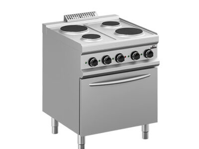 FOURNEAU 4 PLAQUES RONDES 2x2,6kW SUR FOUR ELECTRIQUE STATIQUE GN2/1  DOTATION FOUR: 1 GRILLE GN2/1