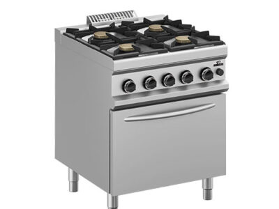 FOURNEAU A GAZ 4 FEUX 4x7kW SUR FOUR GAZ GN 2/1 (6kW) DOTATION FOUR: 1 GRILLE GN2/1