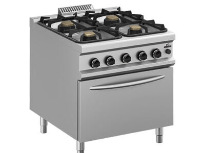 FOURNEAU A GAZ 4 FEUX 2x11kW + 2x7kW SUR FOUR GAZ GN2/1 DOTATION FOUR: 1 GRILLE GN2/1