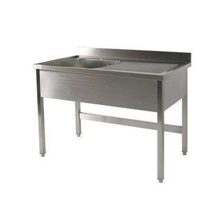 PLONGE INOX - 1 BAC ÉGOUTTOIR DROITE - 1200 X 700 MM