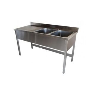PLONGE INOX - 2 BACS ÉGOUTTOIR GAUCHE - 1800 X 700 MM