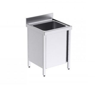 PLONGE INOX - 1 BAC - 700 X 700 MM - PLACARD FERMÉ